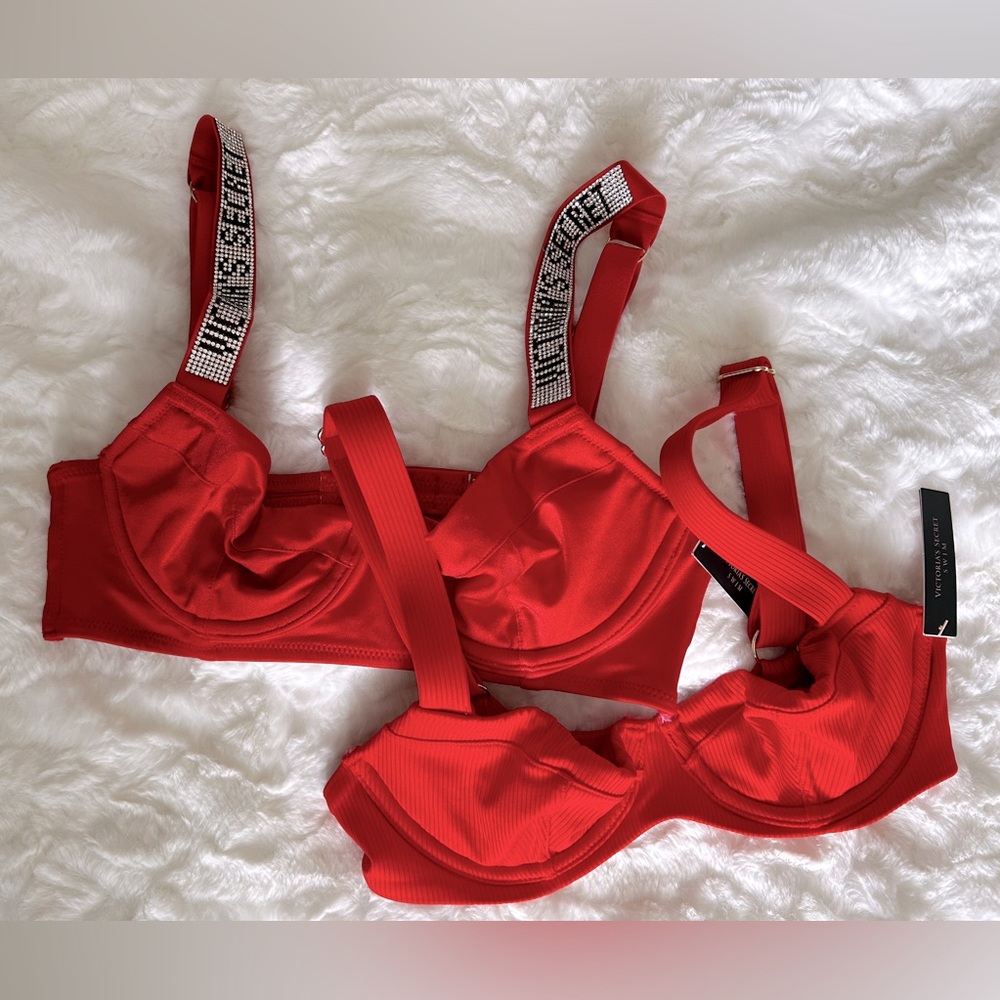 NWT Victoria’s Secret 2 swim bikini or bra tops with rhinestones